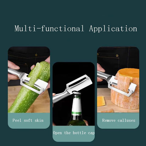 Juyght peeler ultra-sharp-blade enables effortless skin removal on fruits and vegetables.