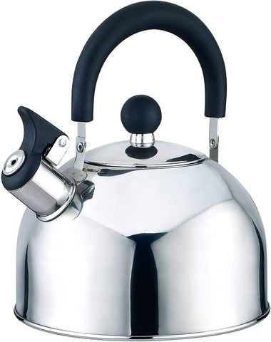 J&V TEXTILES stainless steel tea kettle side view, 2.5-quart capacity for quick boiling