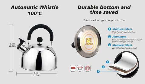 J&V TEXTILES tea kettle cool-touch handle for safe pouring