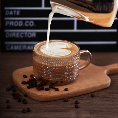 JVJRFQ amber mug with bamboo lid for elegant serving and storage
