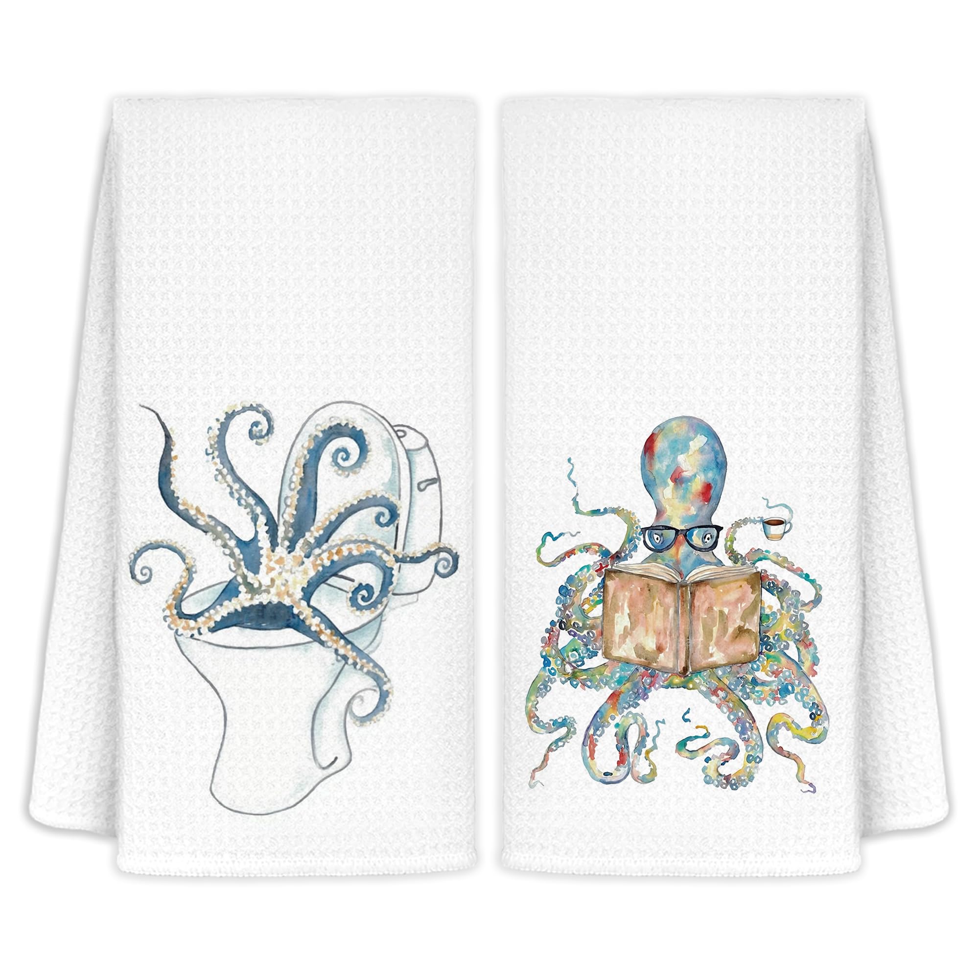 Jvpke funny octopus towels set in a bathroom display, quick-dry performance in view.