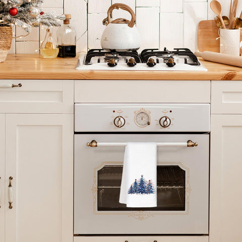 Jvpke navy hand towels with Christmas design for bathroom or powder room.