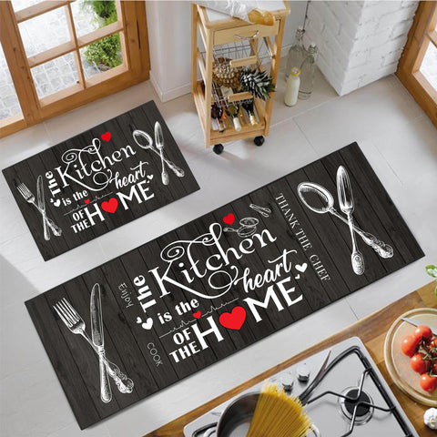JWXCBIM non-slip backing keeps the rug in place on busy kitchen floors.