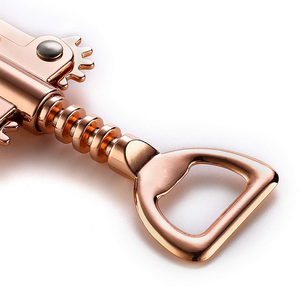 JXS Simple Wing Corkscrew Gold ergonomic handle for comfortable grip.
