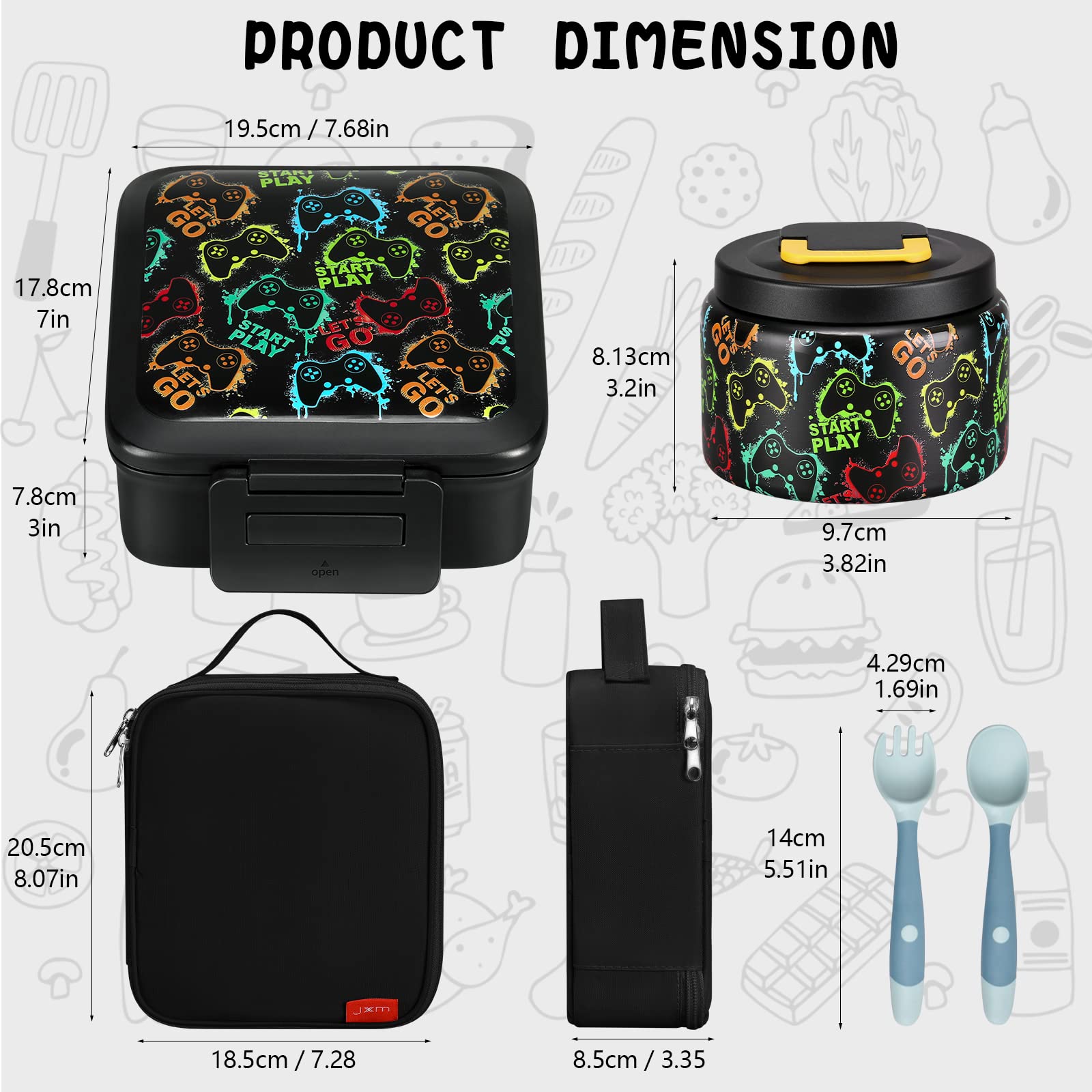 JXXM insulated lunch bag black preserves temperature for warm or cool meals.