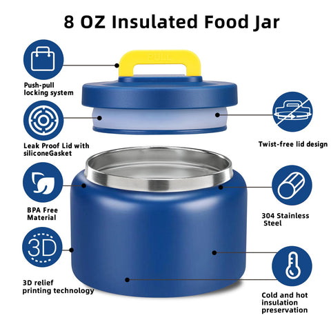 JXXM vacuum insulated stainless steel construction keeps meals at temperature.
