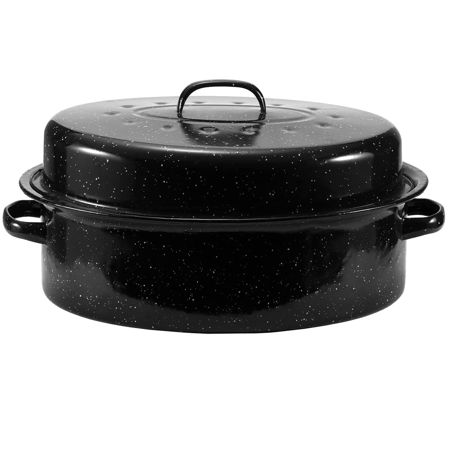 JY COOKMENT 19-inch enameled oval roasting pan ideal for large roasts with even heat