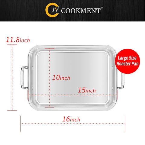 JY COOKMENT deep 4-inch pan holds juices and drippings for juicy results.