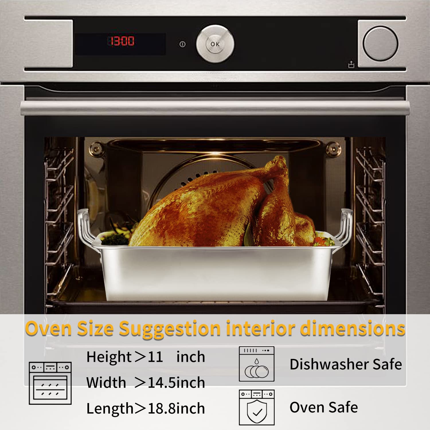 JY COOKMENT dishwasher safe roaster saves time on cleanup after meals.
