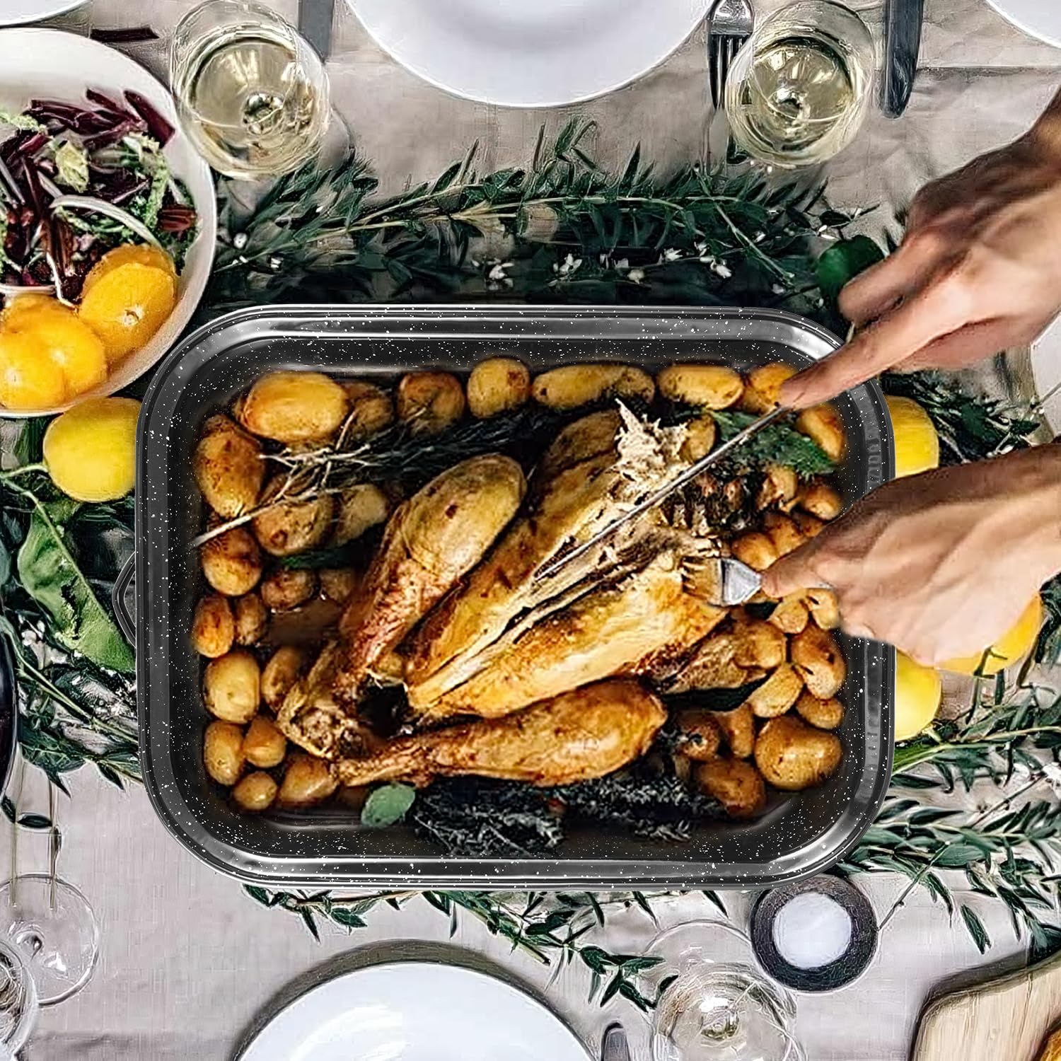 Easy cleanup after roasting with the JY COOKMENT pan