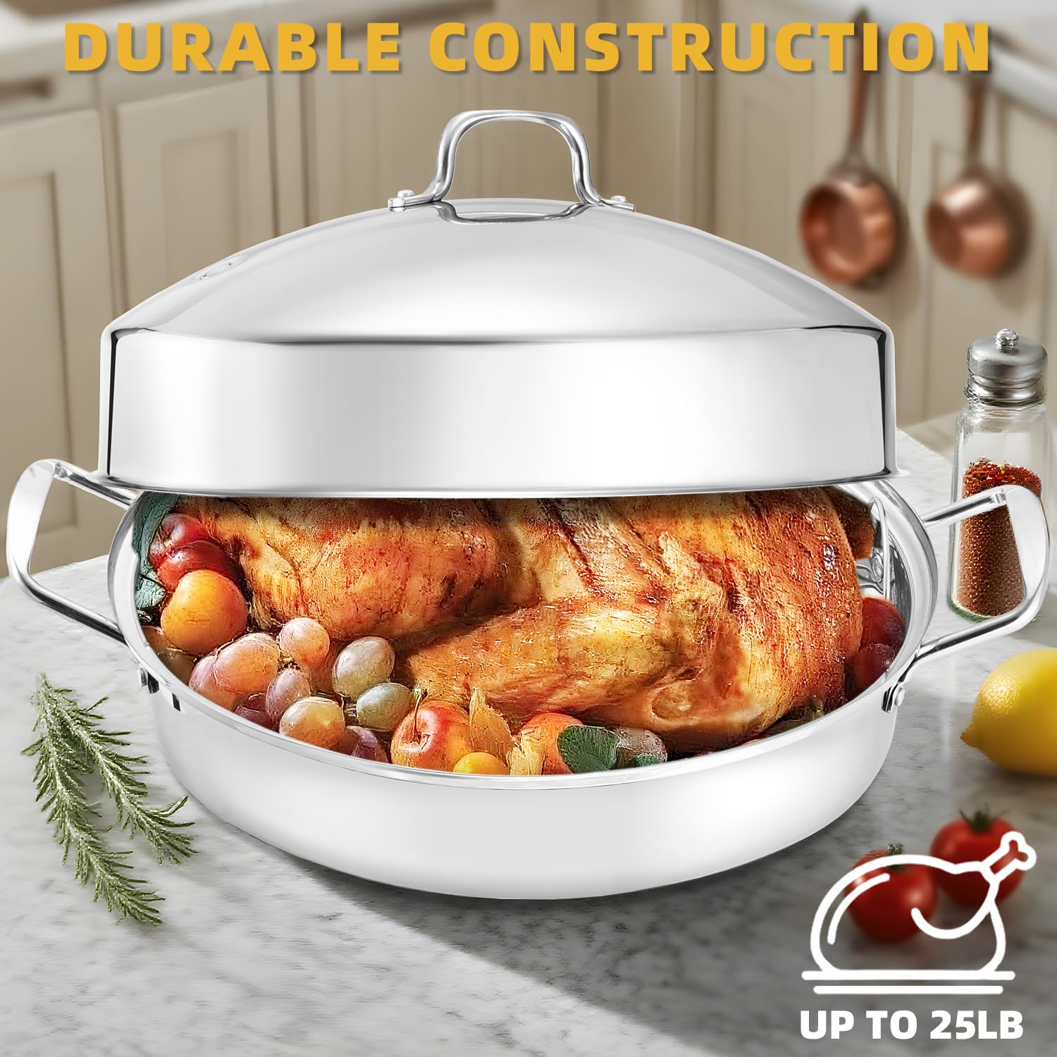 JY COOKMENT elevated roasting rack keeps food above drippings for crispier edges