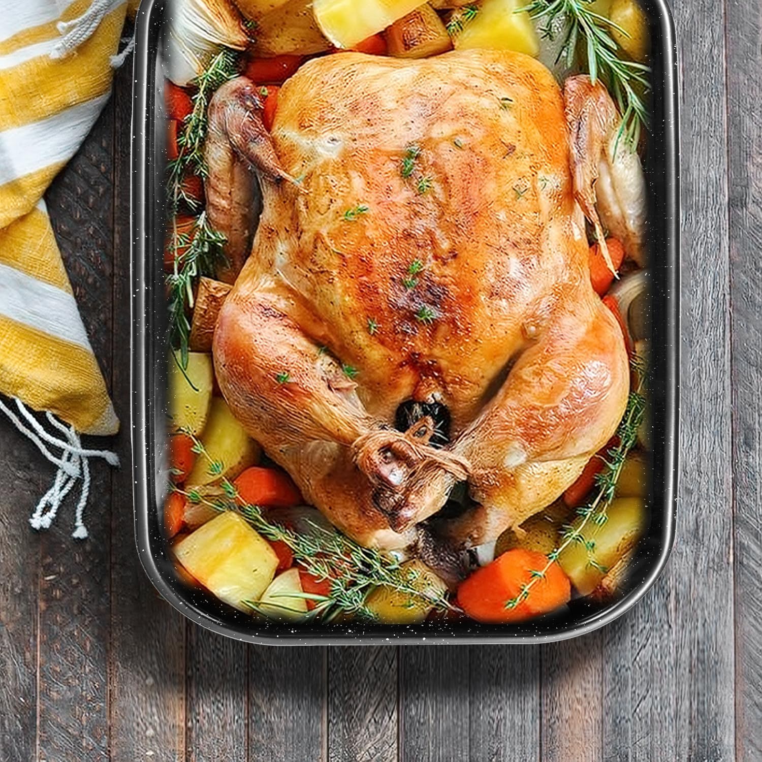 JY COOKMENT large oven roaster tray ideal for holiday feasts.
