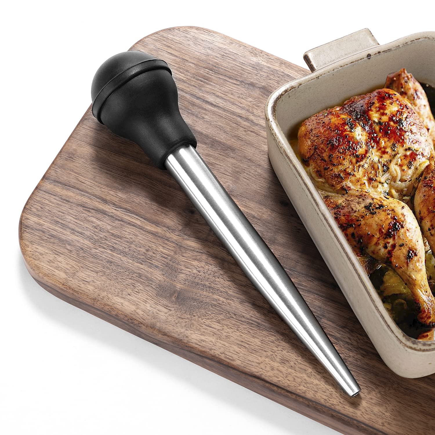 JY COOKMENT marinade needle in action for moist roasts.