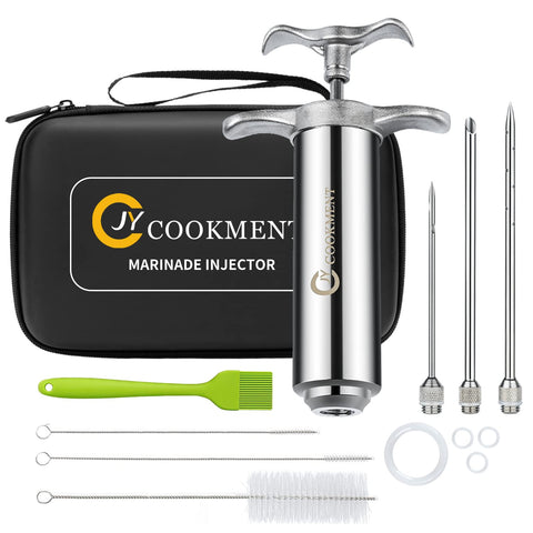 JY COOKMENT meat injector 2oz barrel, ready for flavor infusion on grills
