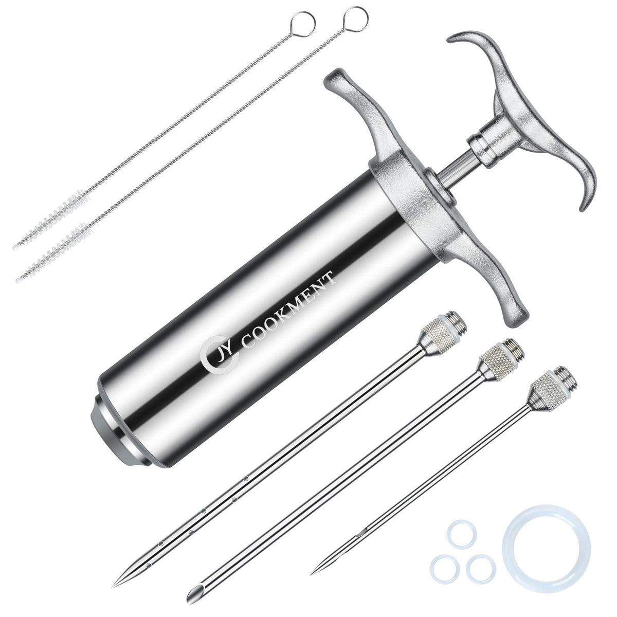 JY COOKMENT meat injector with a 2-oz barrel for even flavor infusion