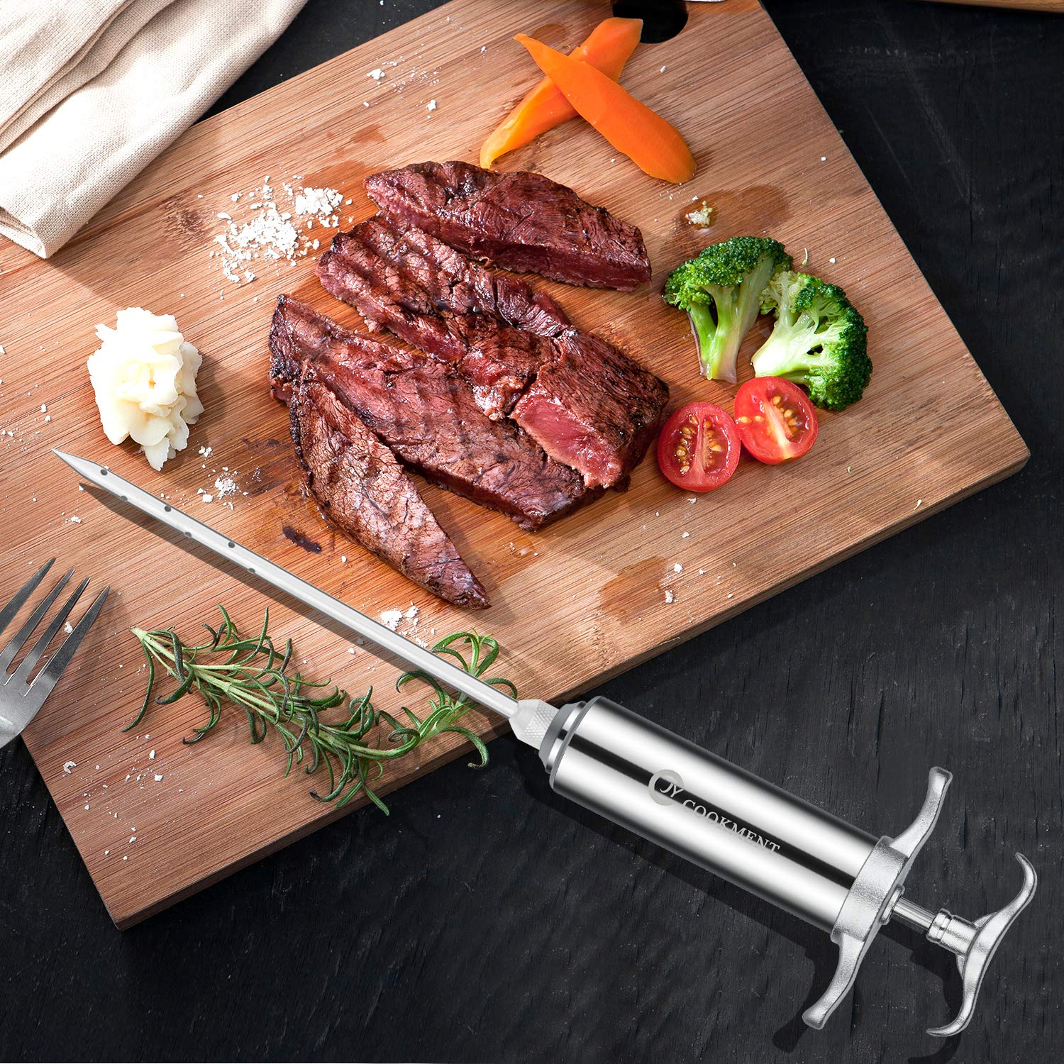 JY COOKMENT 3-needle set offers precise injection depths for different meats