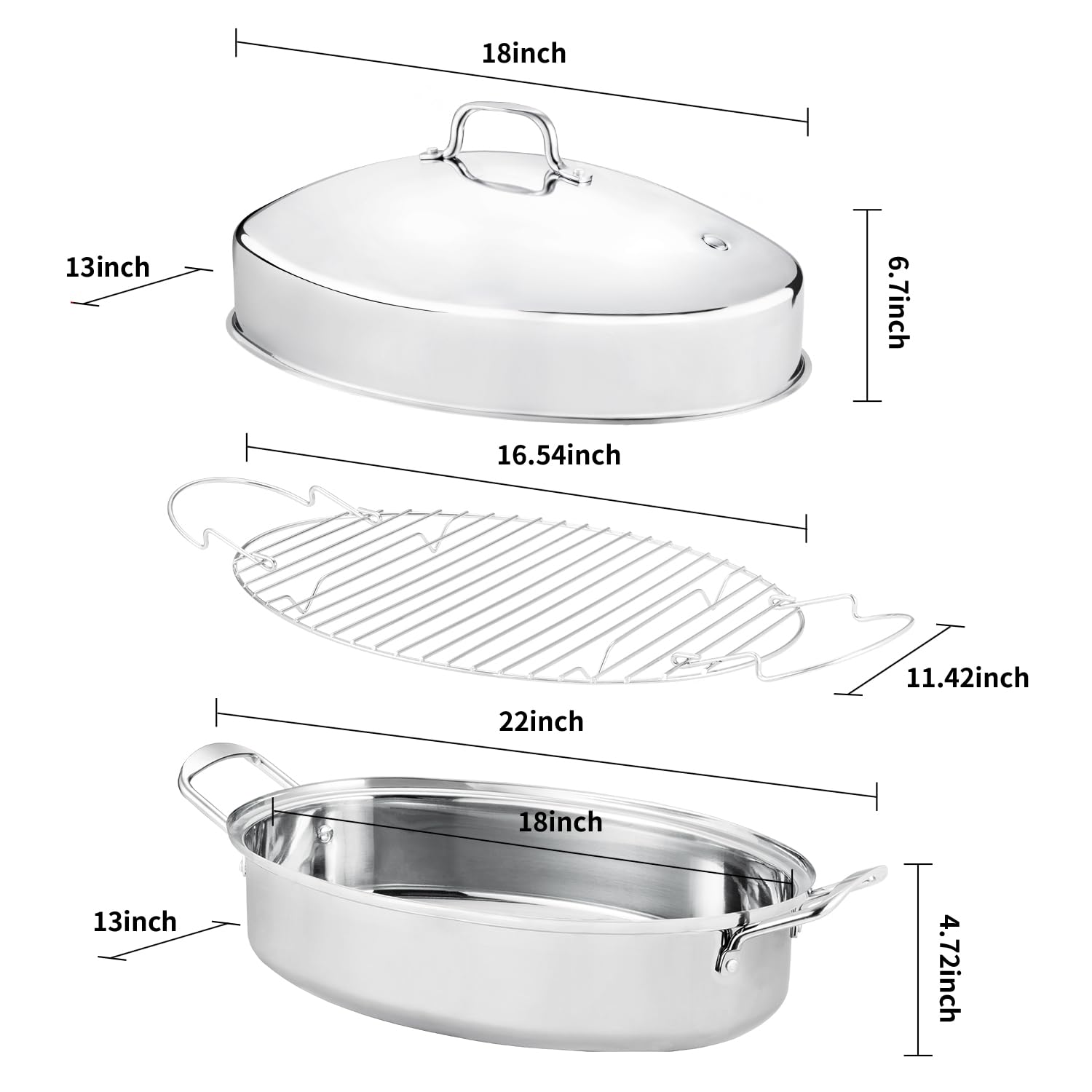 JY COOKMENT oval turkey roaster lid with vent to prevent soggy results