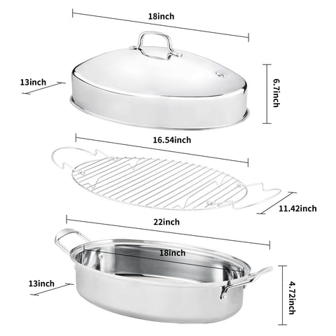 JY COOKMENT oval turkey roaster lid with vent to prevent soggy results