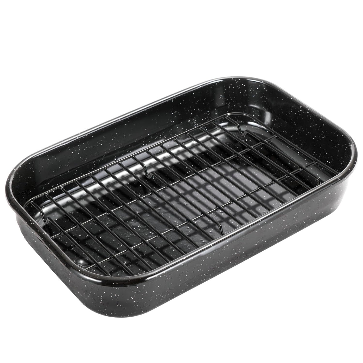JY COOKMENT roasting pan with rack shows 16x11 size for family roasts.