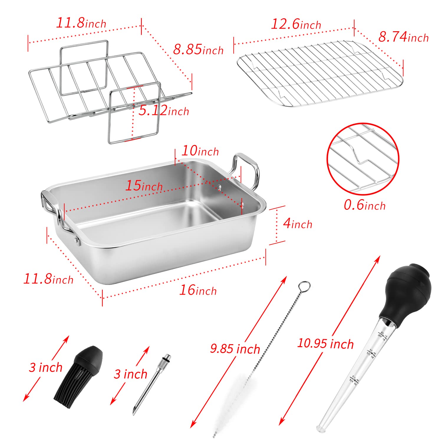 JY COOKMENT stainless steel roaster pan cleans easily with a polished surface.