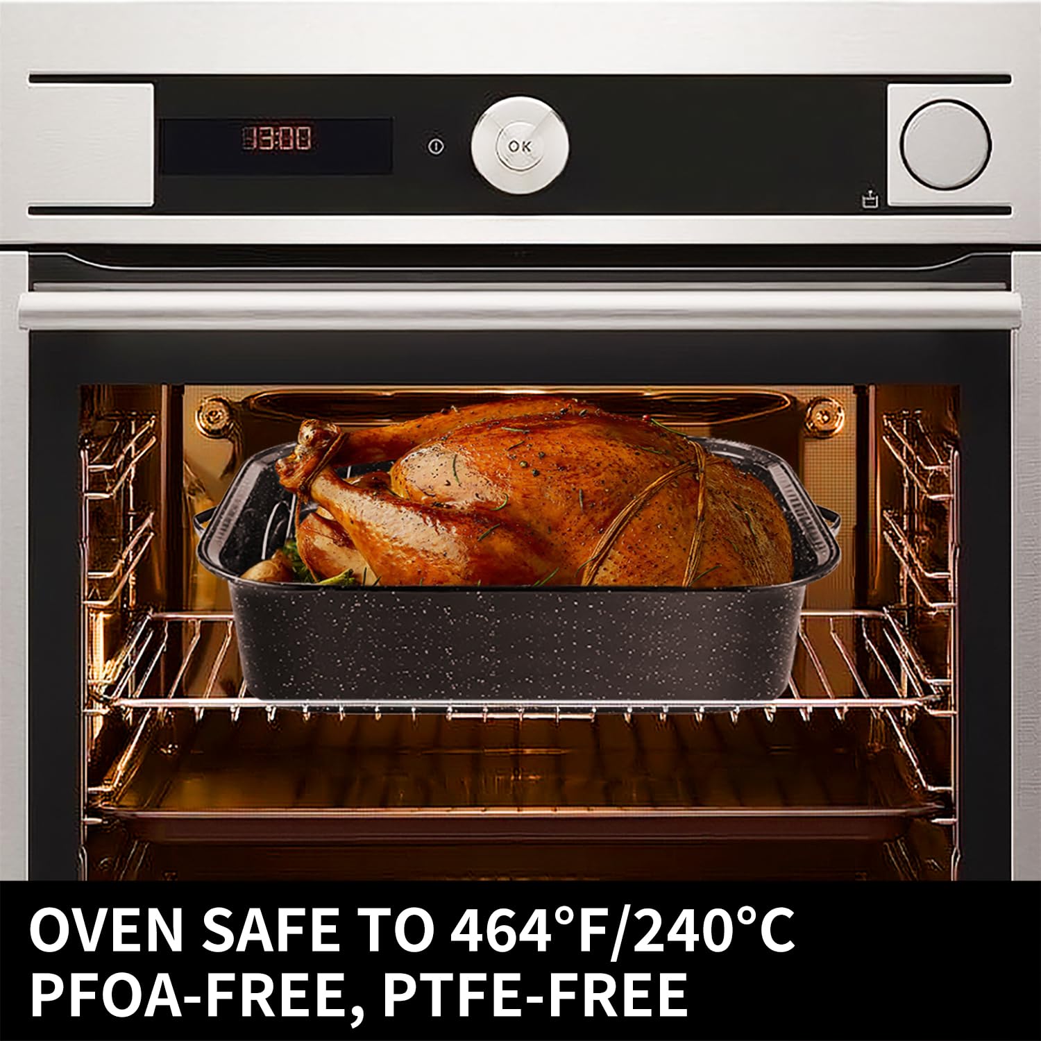 Includes turkey baster for controlled basting with JY COOKMENT