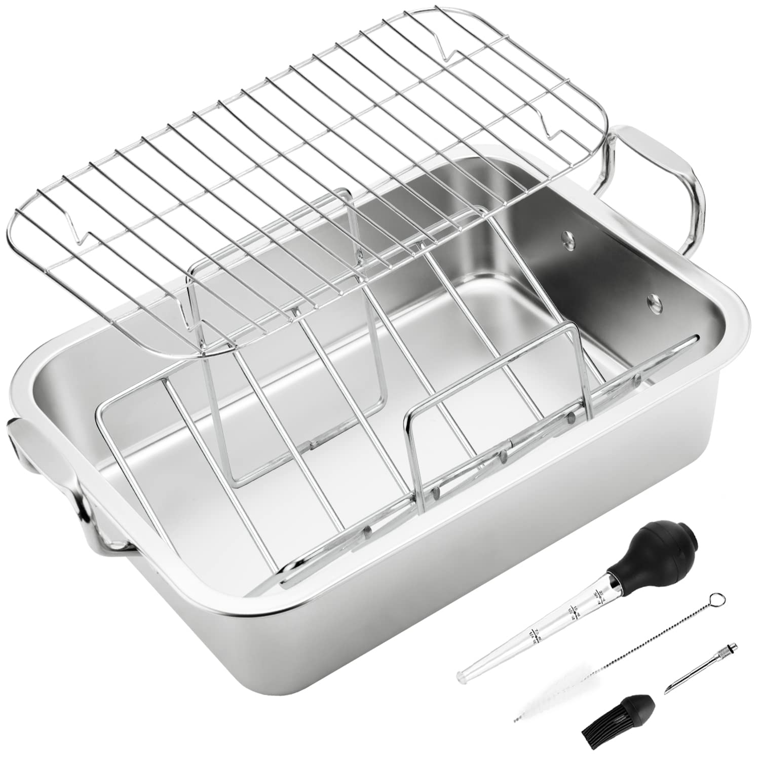 JY COOKMENT V-shaped rack elevates poultry for even heat circulation.
