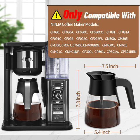 JYNTU brew-through lid shown with compatible Ninja carafe for easy pouring.