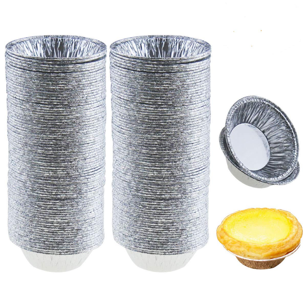 Jyongmer 200-piece mini pie pans, top view, ideal for bulk batch baking.