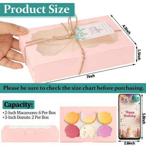 Jyongmer pink kraft cookie box with window ready for gifting