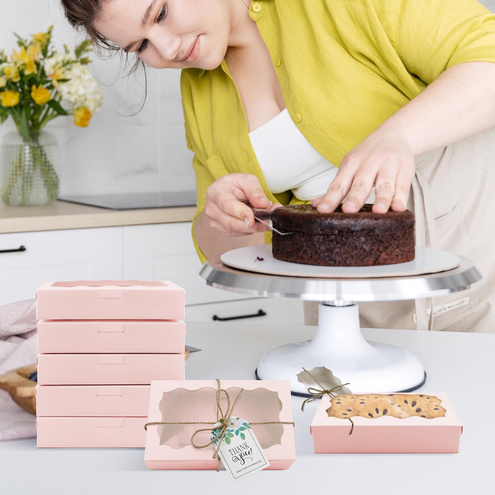Jyongmer sturdy 350gsm pink kraft material protects cookies