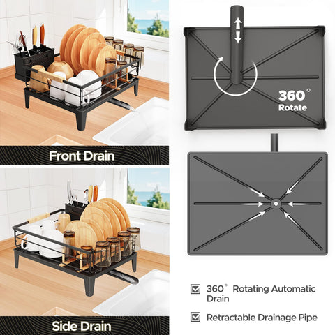 JYPS dish drying rack compact design fits small countertops and expands capacity.