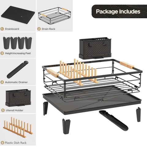 JYPS dish drying rack drainboard design channels water to sink efficiently.