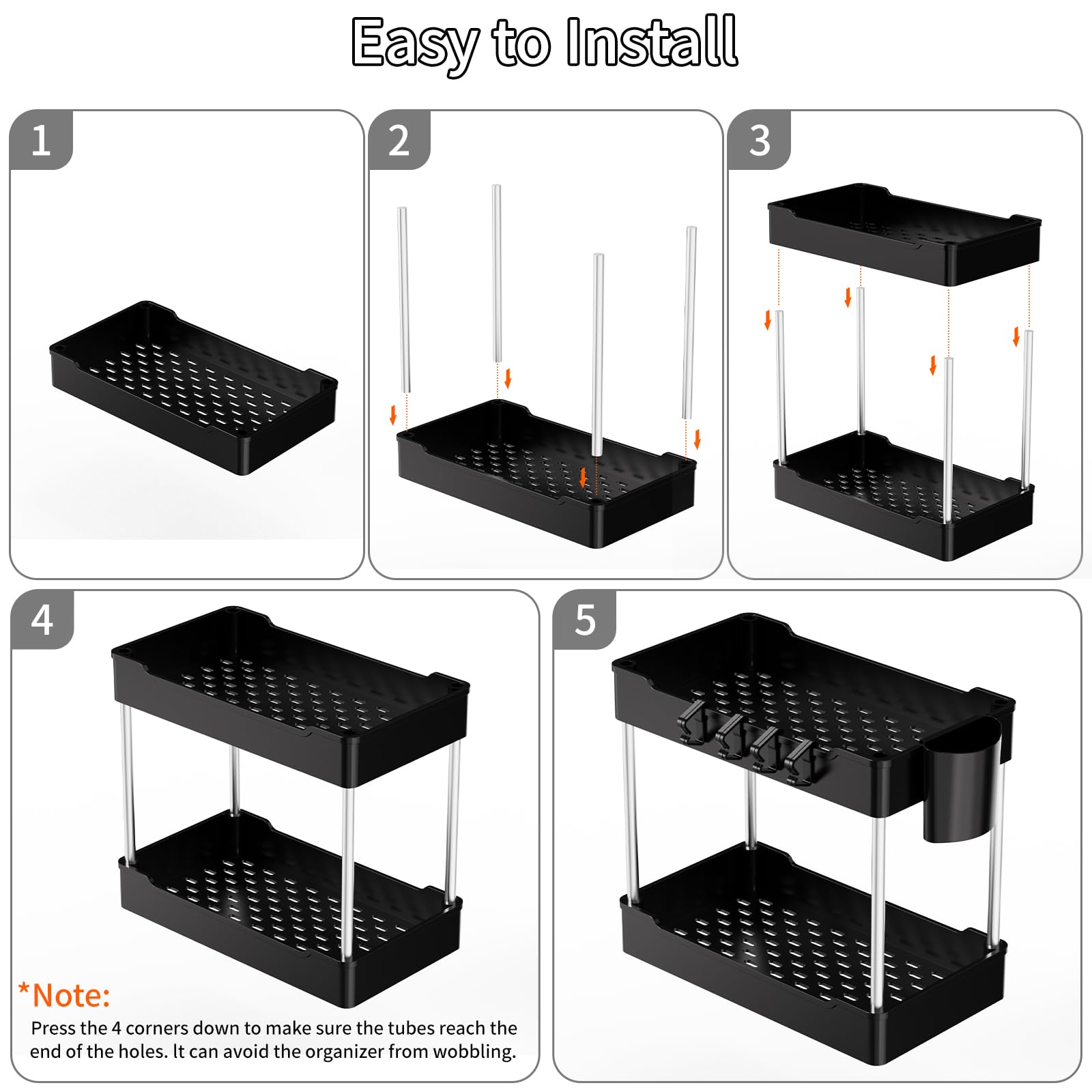 JYSMYWS compact design fits under sinks, closets, and pantries for better organization.