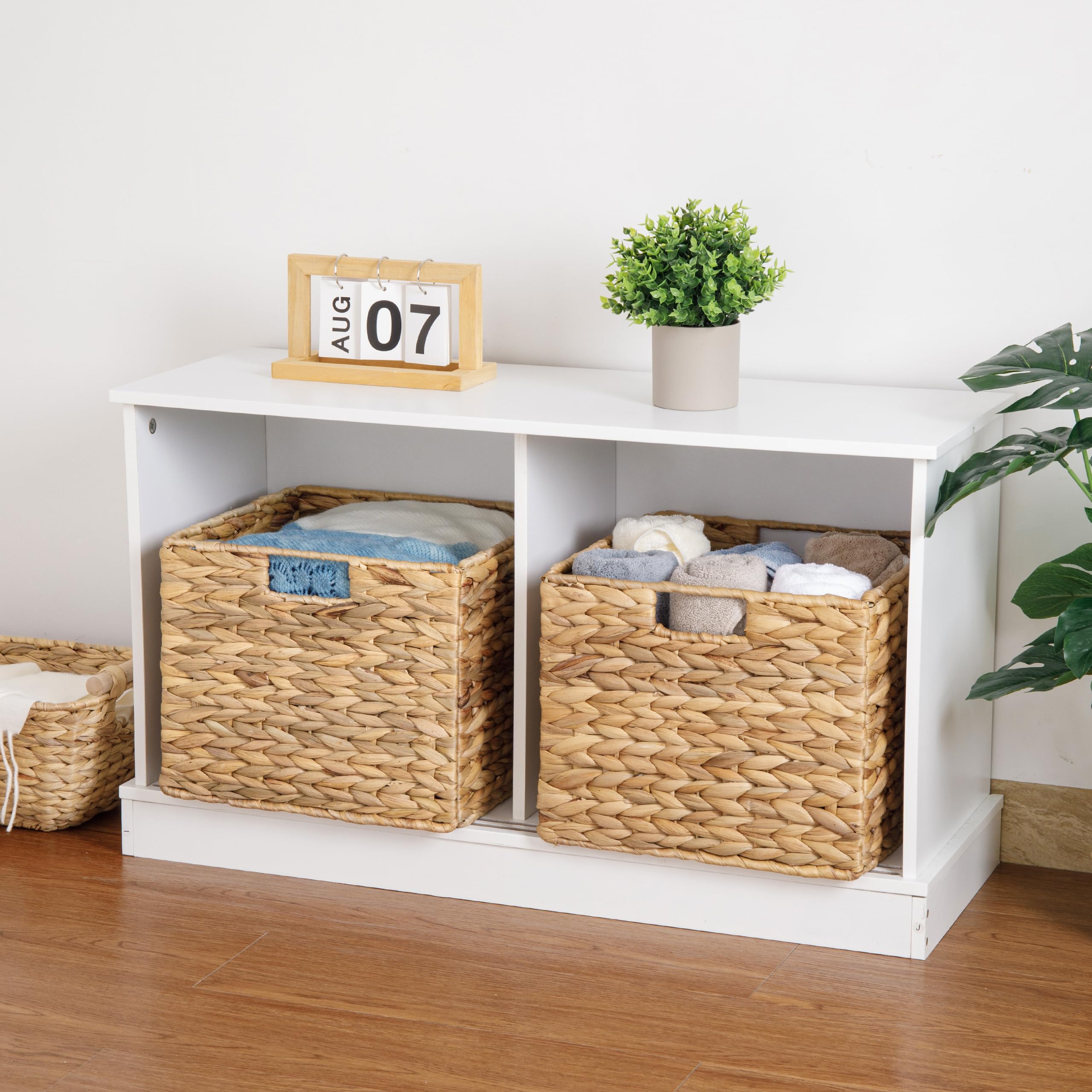 JYXIN baskets on kitchen shelf; versatile storage for dry goods.