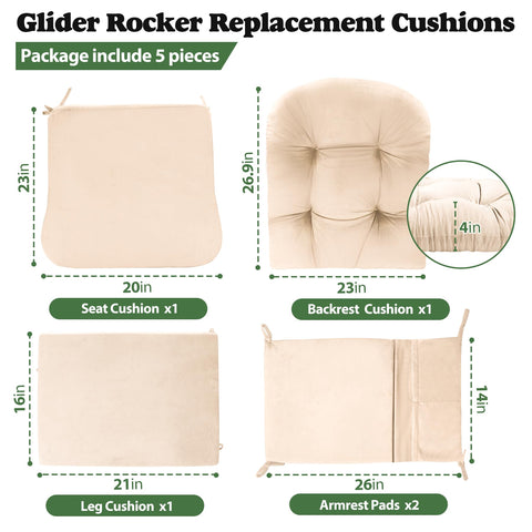 JZHLLA glider rocker armrest cushion pocket close-up with storage