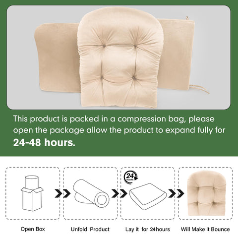 JZHLLA glider rocker armrest cushion beige with pockets for remotes