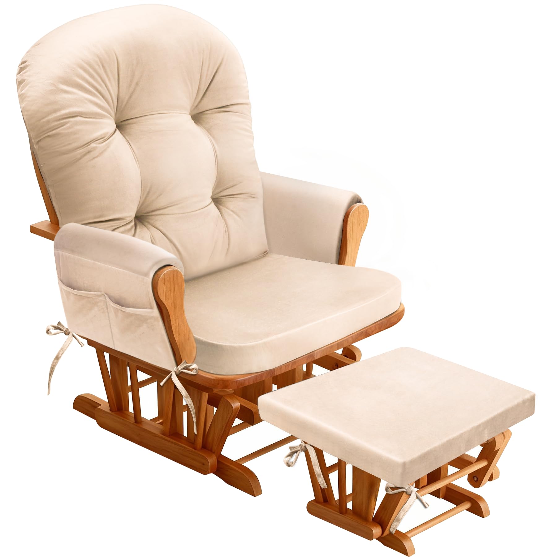 JZHLLA glider rocker back cushion beige with spine-supporting foam