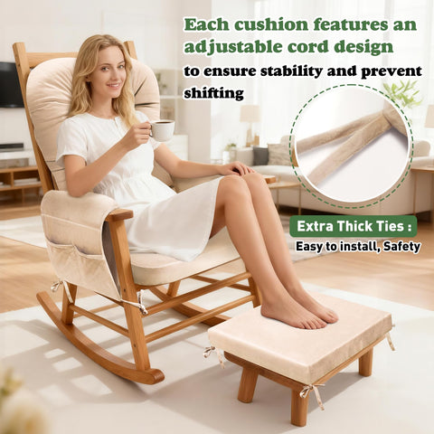 JZHLLA glider rocker ottoman cushion beige supports legs