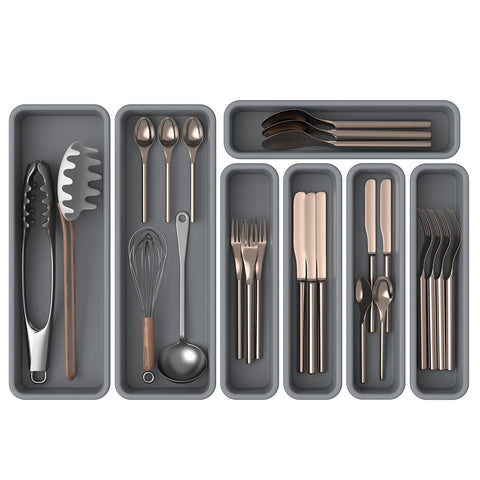 K KORKUAN 7-pack silicone silverware organizer keeps utensils neatly separated in drawers