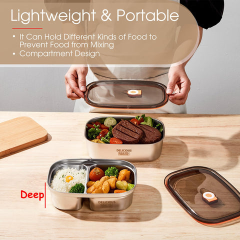 Kabbas bento box 1.2L dual-compartment keeps flavors separate