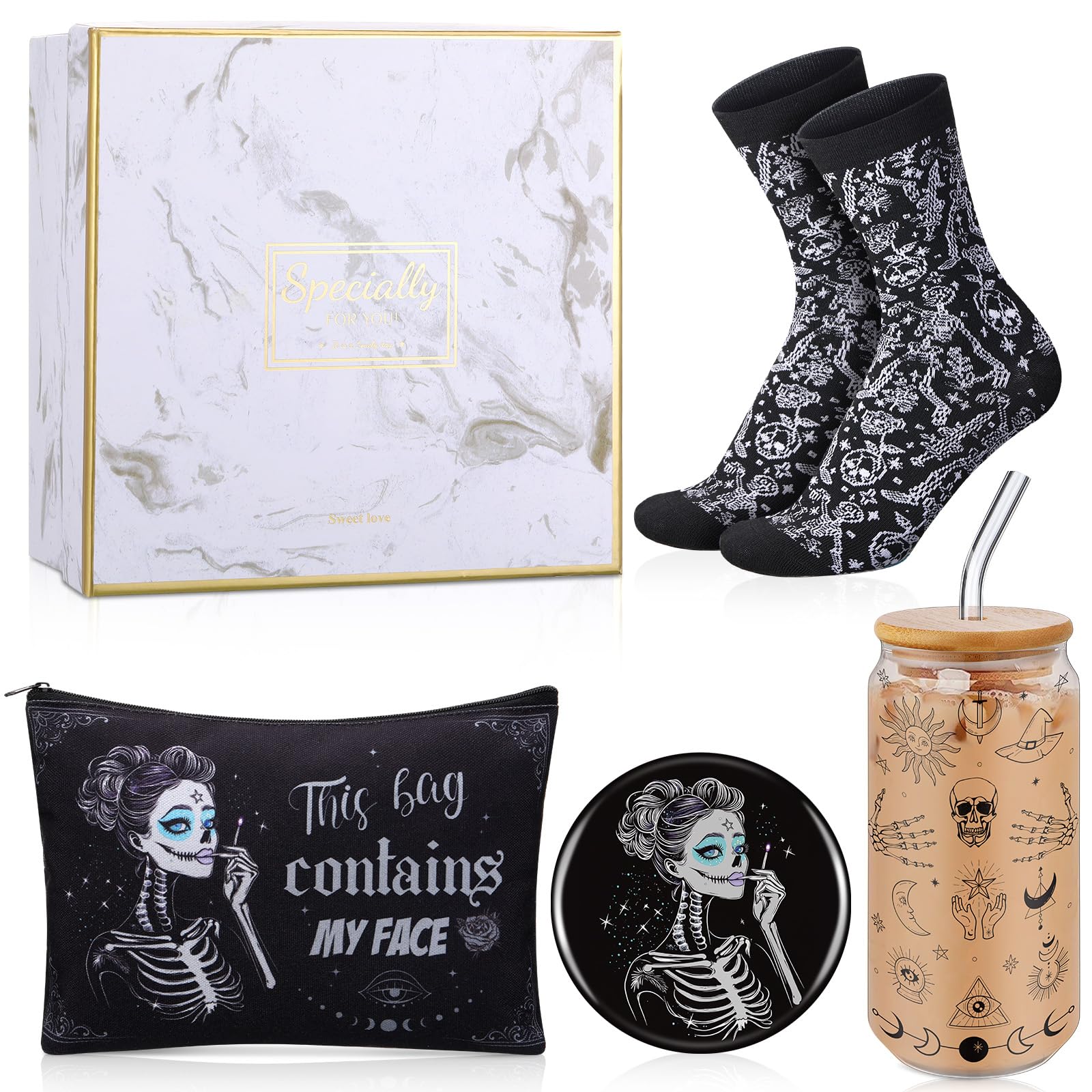Kacctyen 18oz glass tumbler with spooky motif for themed parties and daily drinks.