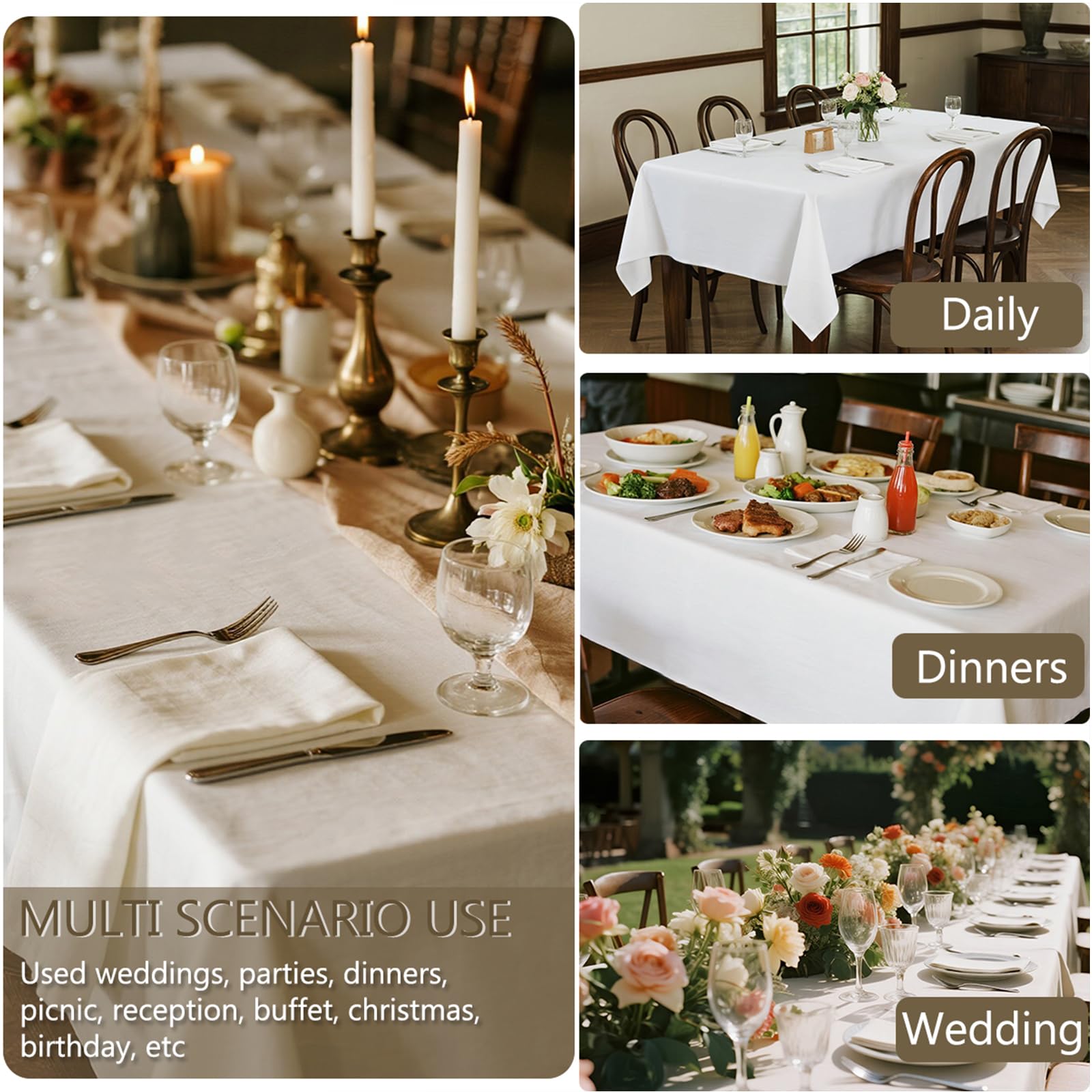 Kachanaa outdoor dining with white rectangle tablecloth during picnic.