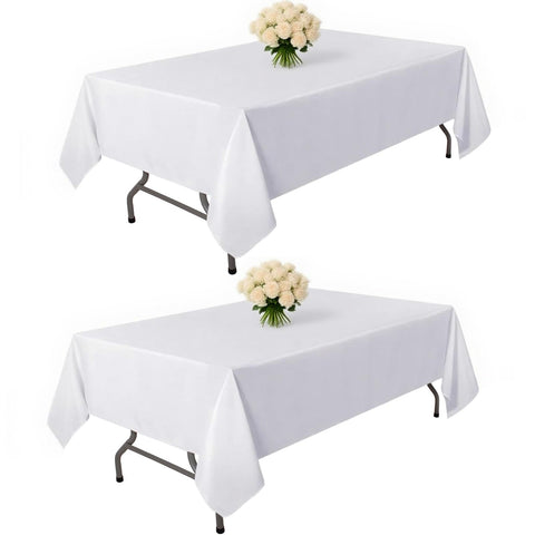 Kachanaa white rectangle tablecloth 70x120 on a dining table showing a clean surface.