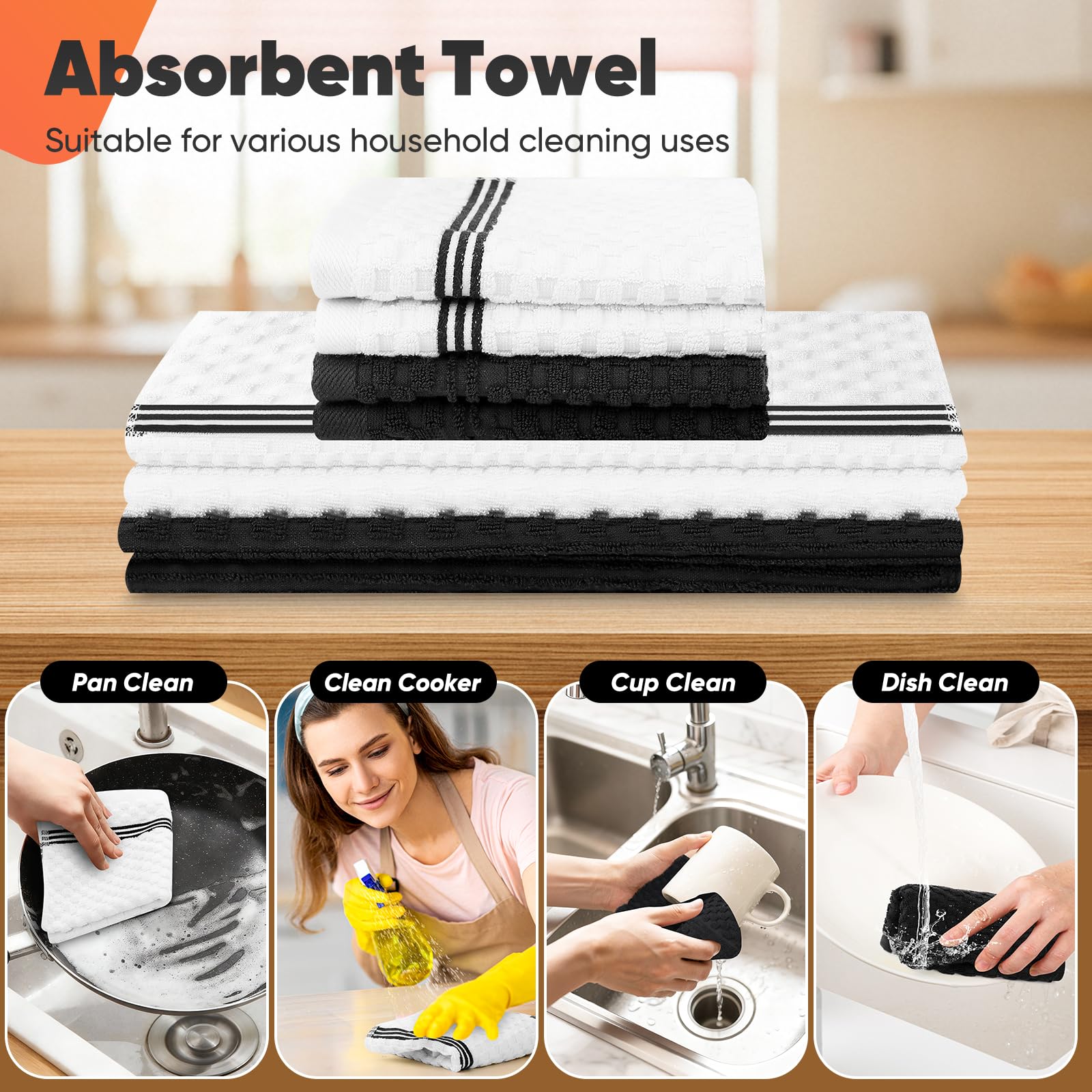 KacNacPro dish cloths 12x12 inches absorbent cleaning surface.