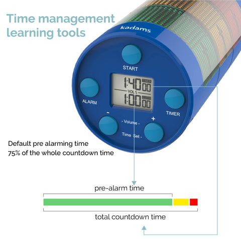 KADAMS visual timer side controls for quick adjustments during activities.