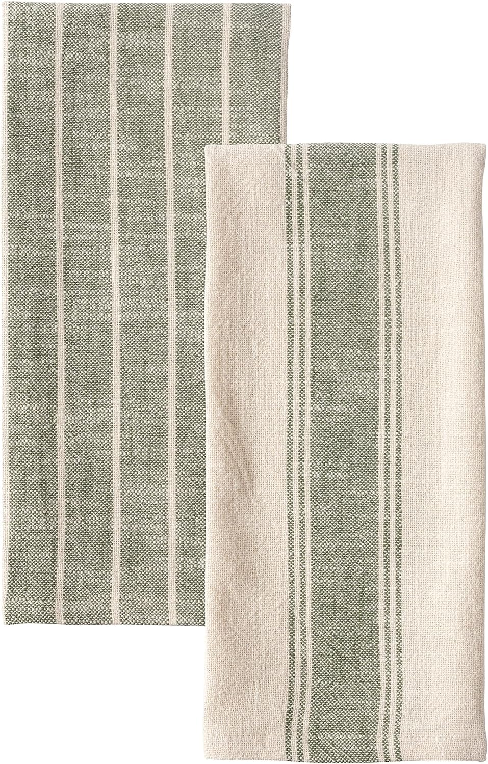 KAF Home olive towel demonstrates absorption during kitchen tasks