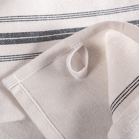 KAF Home Charcoal Stripe towels tucked in a drawer for organized storage