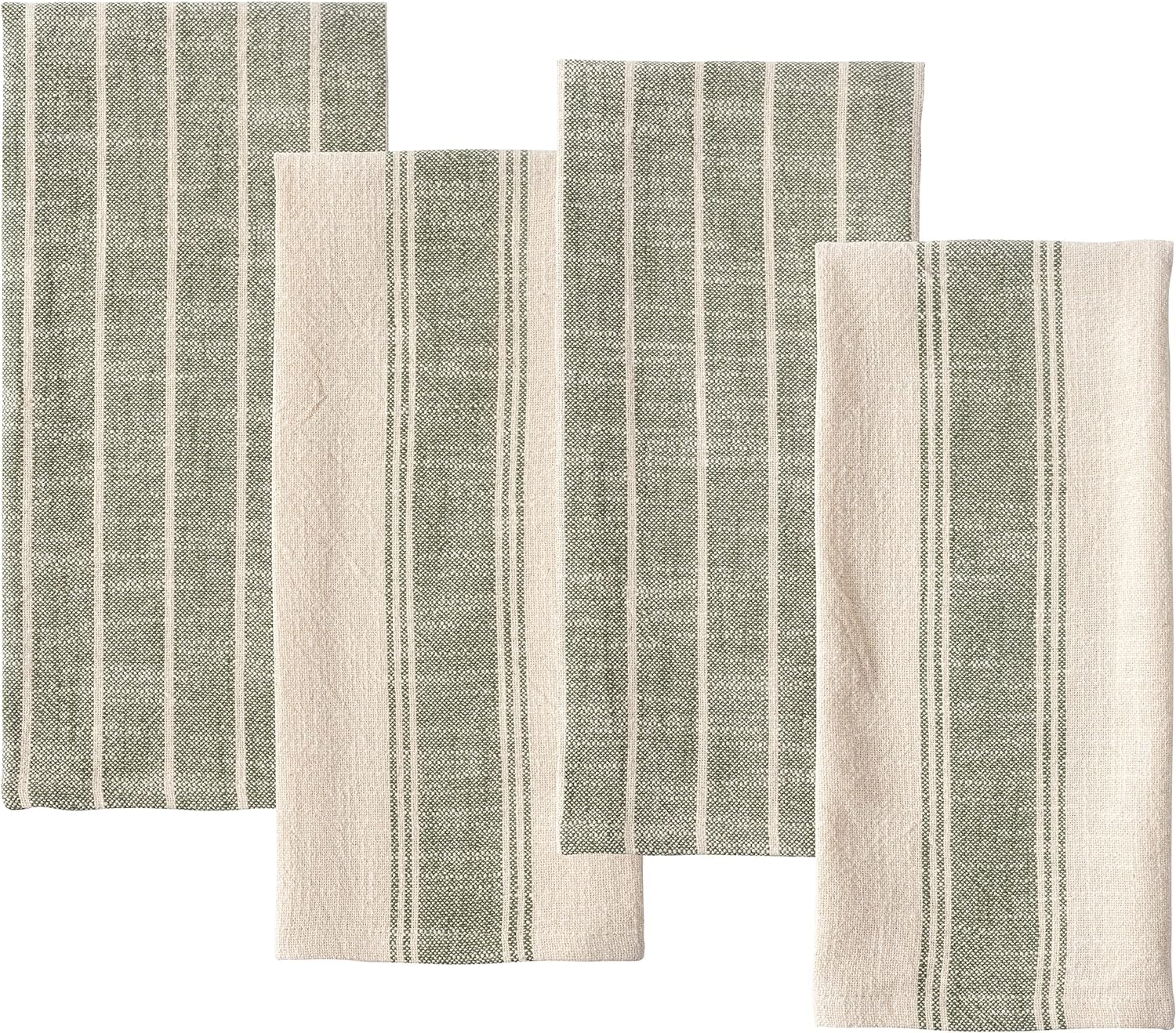KAF Home olive kitchen towel full view highlights natural slub texture for everyday use