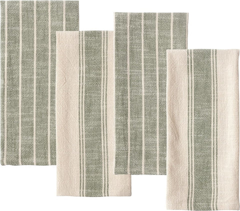 KAF Home olive kitchen towel full view highlights natural slub texture for everyday use