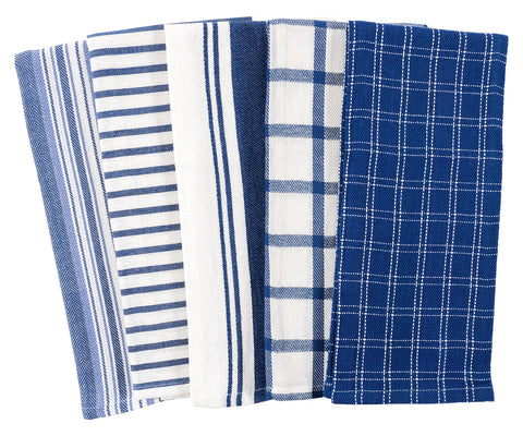 KAF Home navy towels drying dishes quickly with plush, highly absorbent fibers